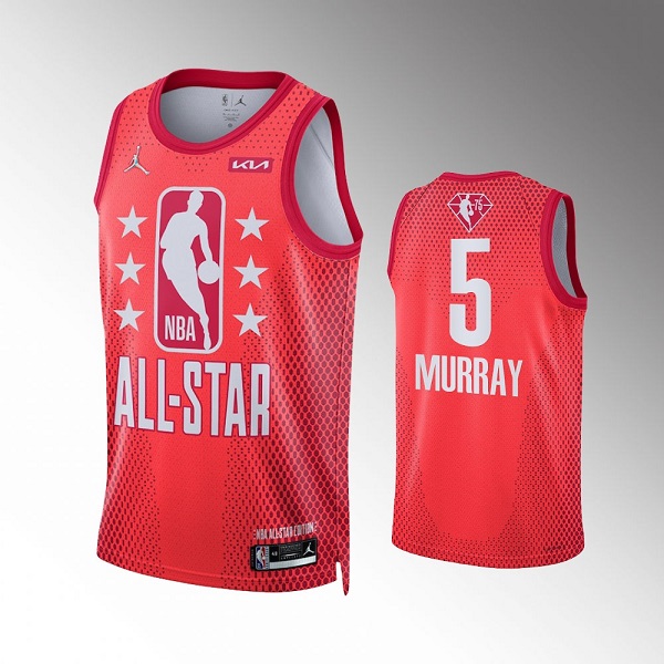 Men's 2022 All-Star #5 Dejounte Murray Maroon Stitched Jersey Men's 2022 All-Star #5 Dejounte Murray Maroon Stitched Jersey